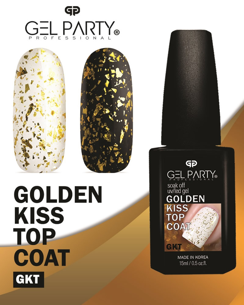 GEL PARTY Golden Kiss Gold Foil Flake Top Coat